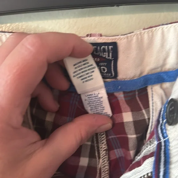 🩳🍷🧢🍨Men's Plaid Shorts -burgundy, white and blue - Picture 5 of 8